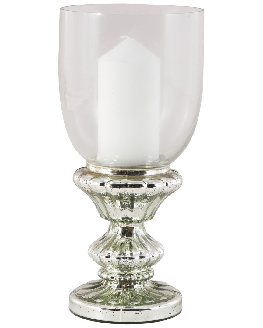 Peyton Lane Traditional Glass Hurricane Lamp In Silver