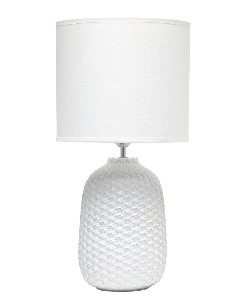 Lalia Home 20.4in Tall Traditional Ceramic Purled Texture Bedside Table Desk Lamp In White