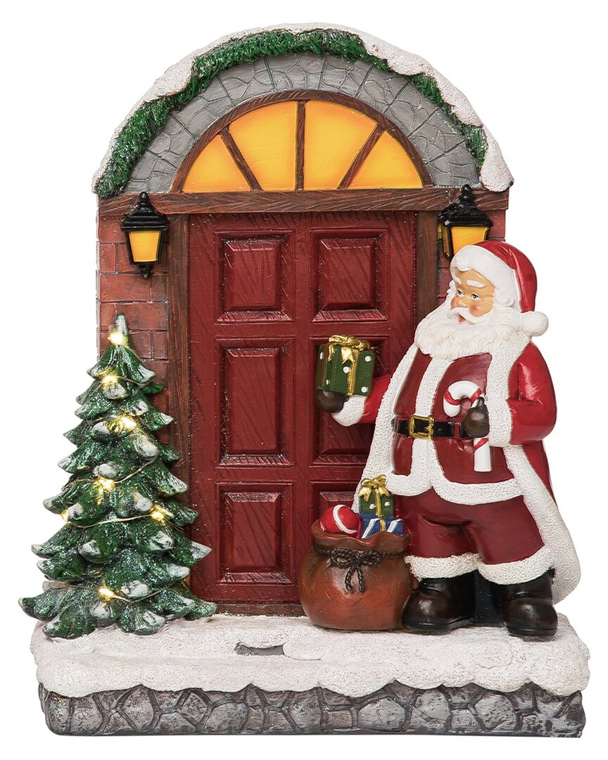 Transpac Resin 12.2in Multicolored Christmas Light Up Jolly Santa Scene Decor