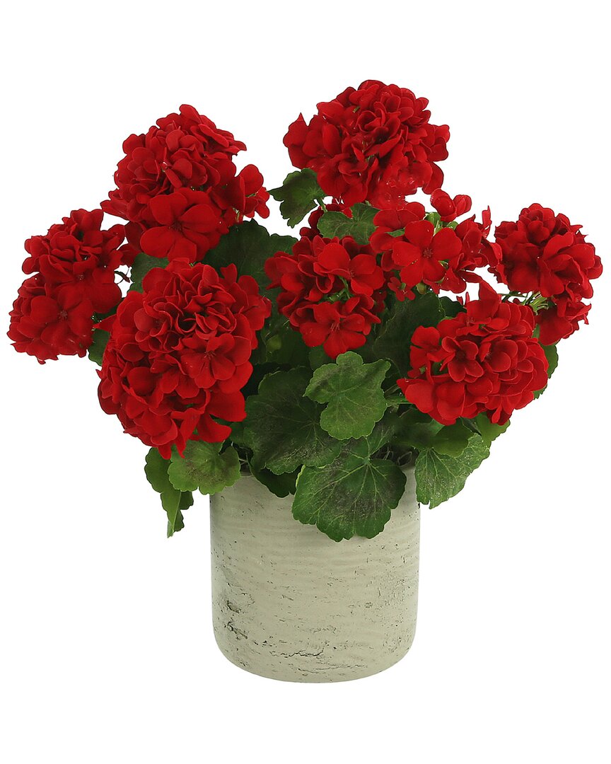 Creative Displays Red Geranium Floral Arrangement In A Round Pot