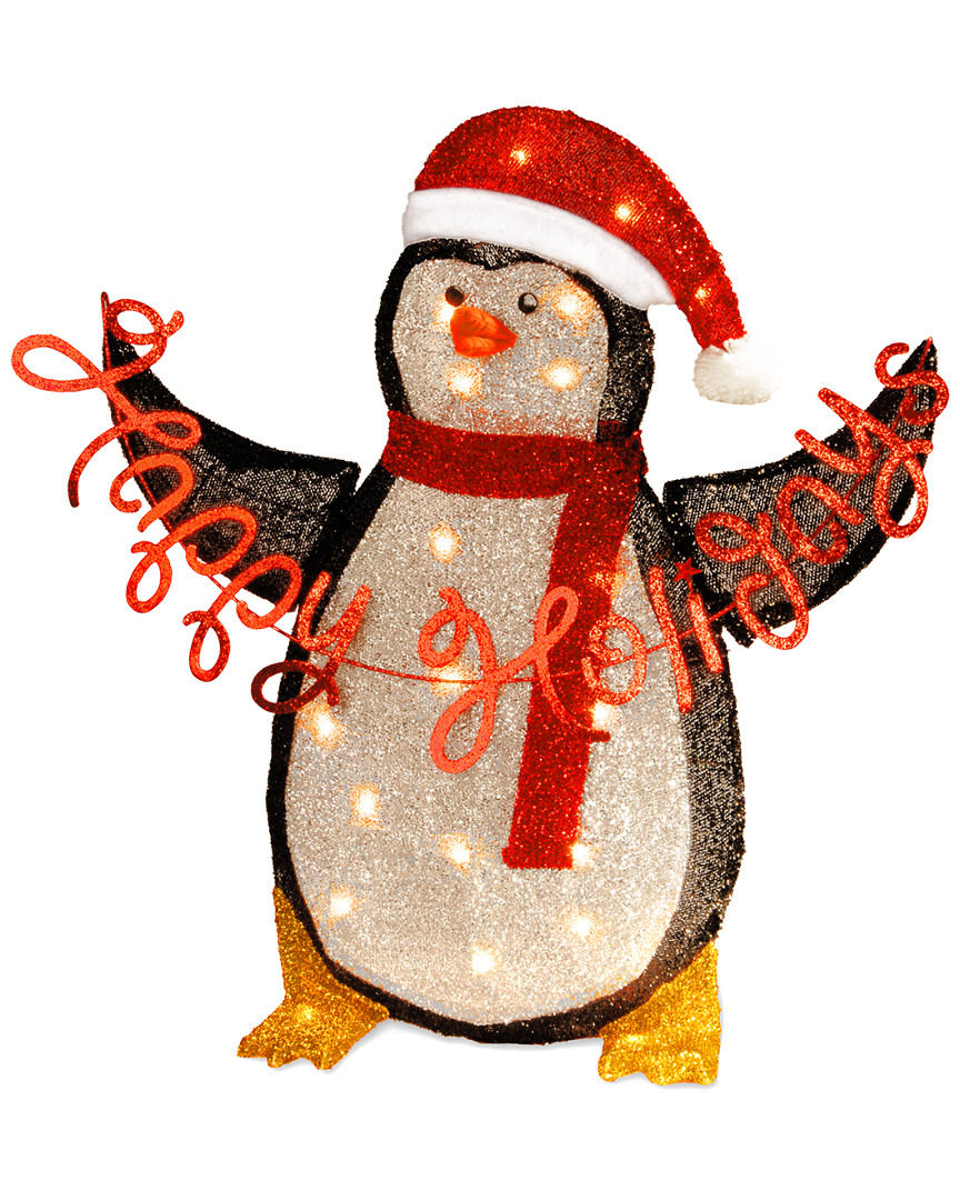 NATIONAL TREE COMPANY NATIONAL TREE COMPANY 29IN SILVER FABRIC TINSEL 2D PENGUIN DECOR