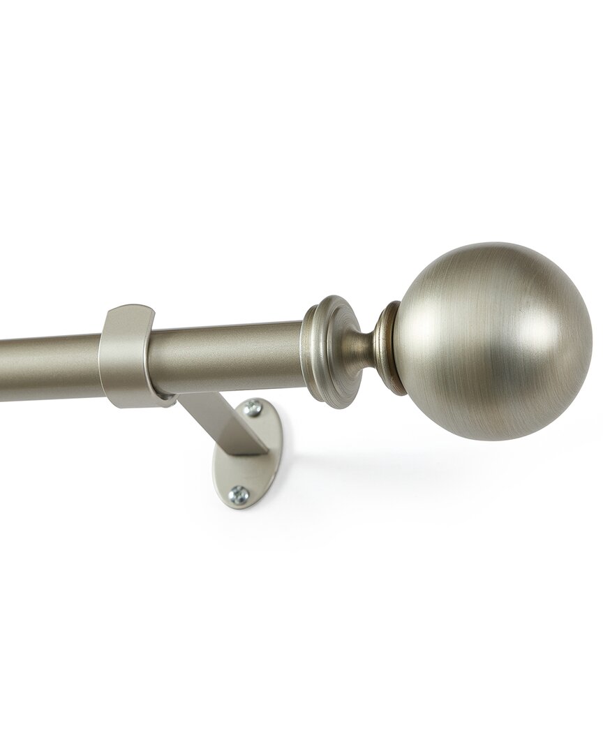 Threadmade Cordelia Single Curtain Rod With Globe Ball Finial In Silver