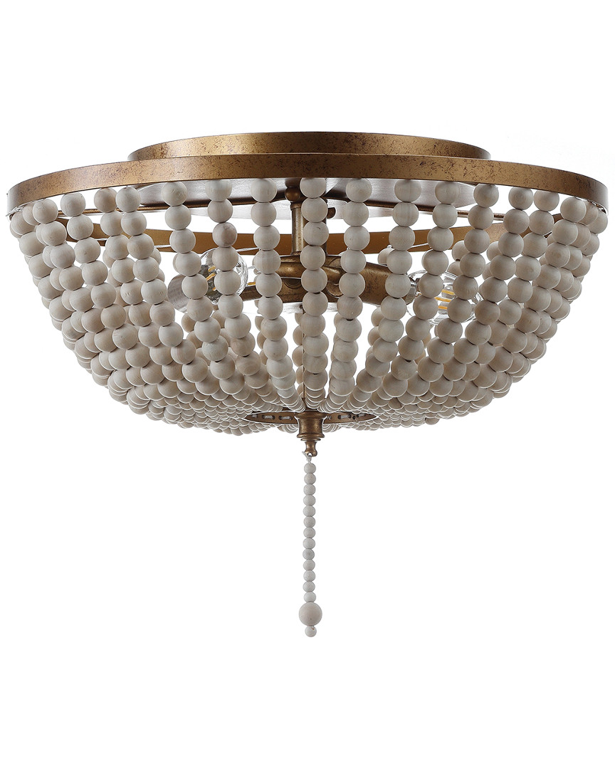 Jonathan Y 3-light Allison Gold & Cream Flush Mount