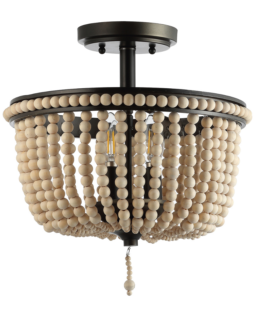 Jonathan Y 3-light Allie Black & Light Taupe Flush Mount