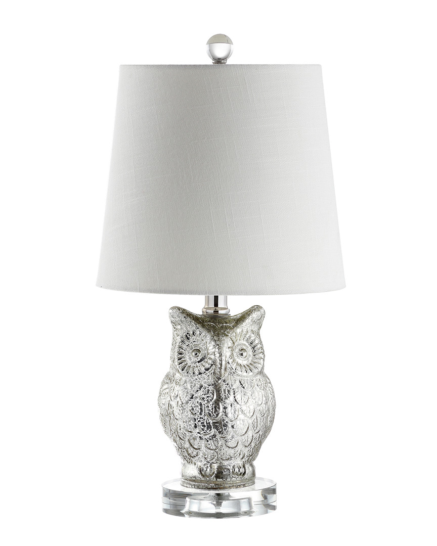 Jonathan Y 19in Night Owl Silver & Ivory Table Lamp