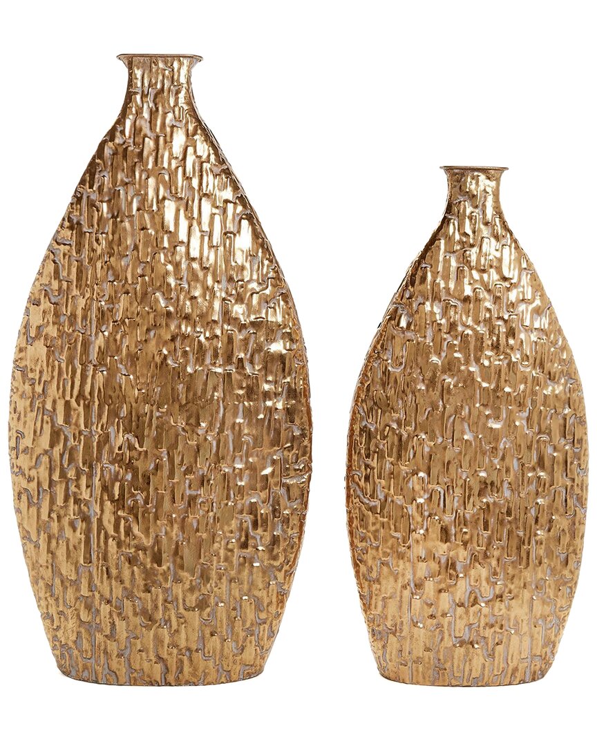TOZAI TOZAI SET OF 2 ETCHED METAL VASE