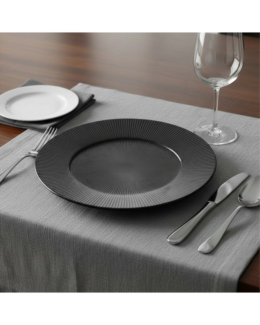 American Atelier Sunray Glass Charger Plate In Black