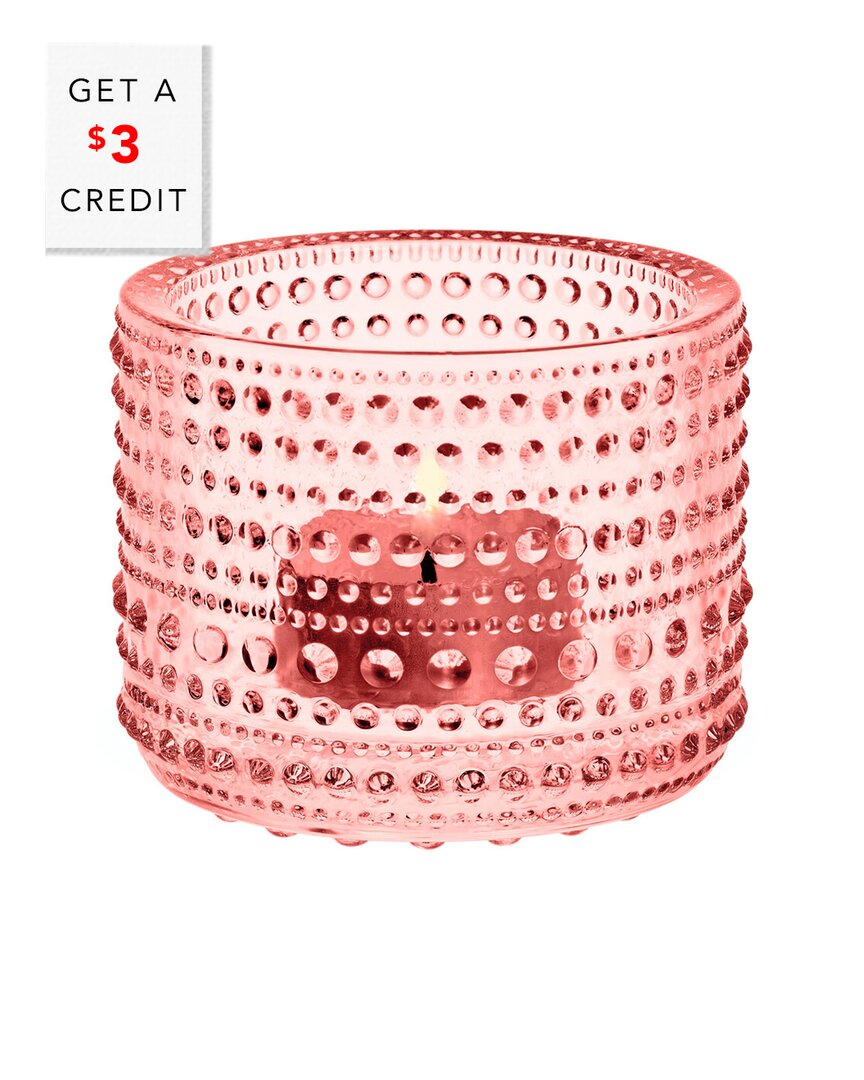 Iittala Kastehelmi 2.5in Salmon Pink Tealight Candleholder