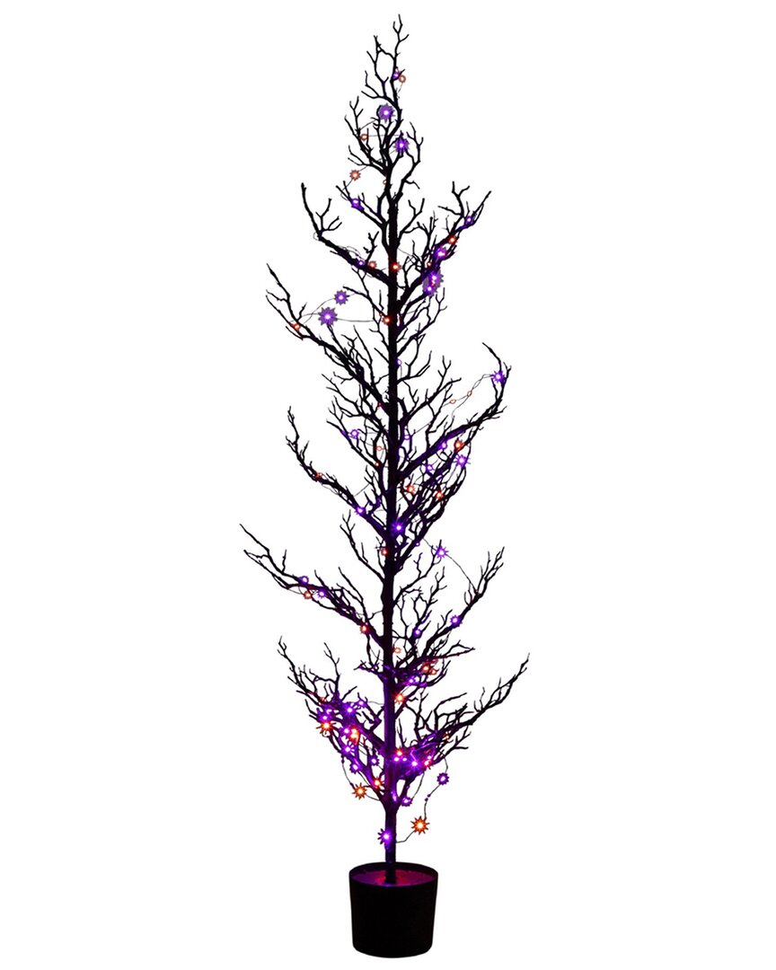 Nearly Natural 5ft. Pre-lit Artificial Halloween Black Spooky Twig Tree In Black