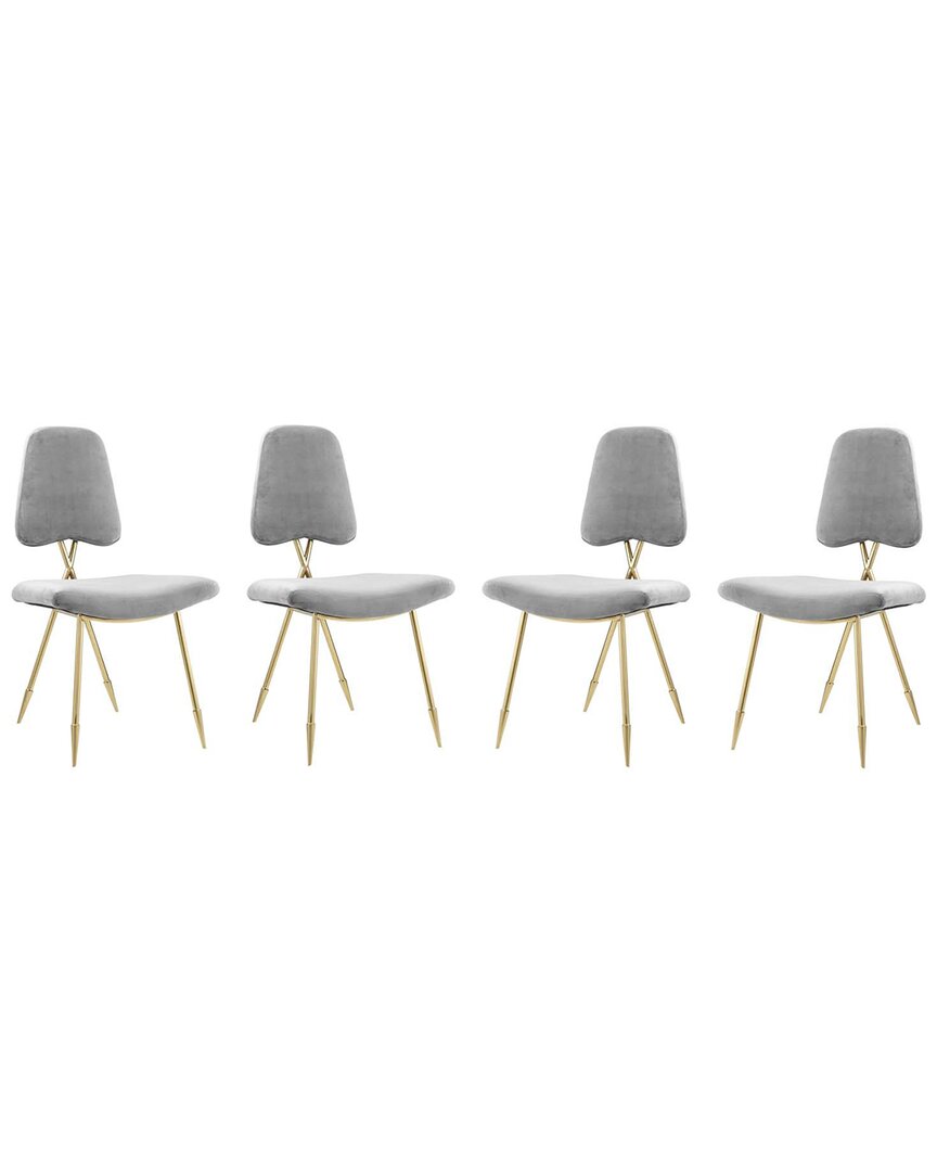 Modway Ponder Dining Side Chair Set Of 4 In Grey