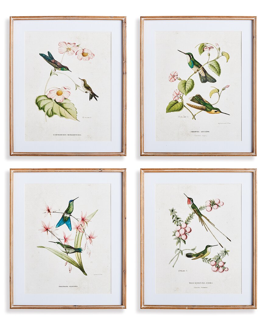 Napa Home & Garden Set Of 4 Hummingbirds With Blush Blooms In Beige