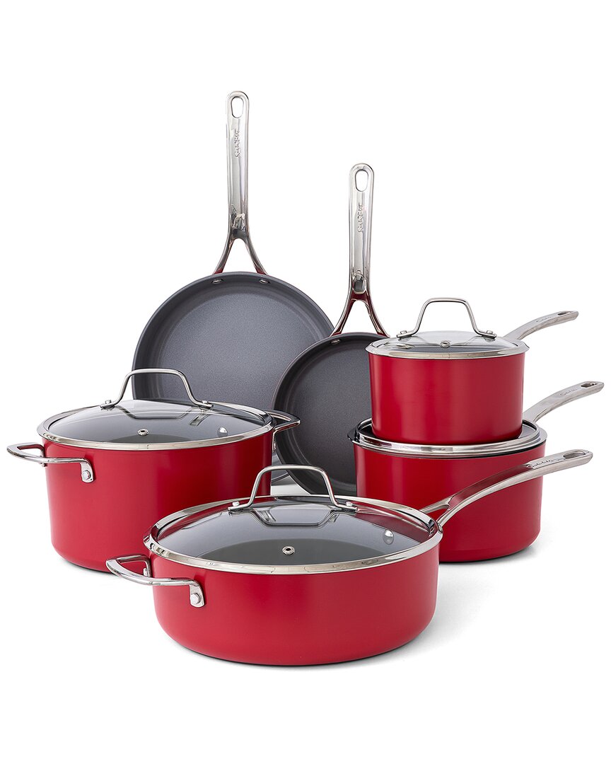 Sur La Table Angelie 10-piece Ceramic Nonstick Cookware Set In Red
