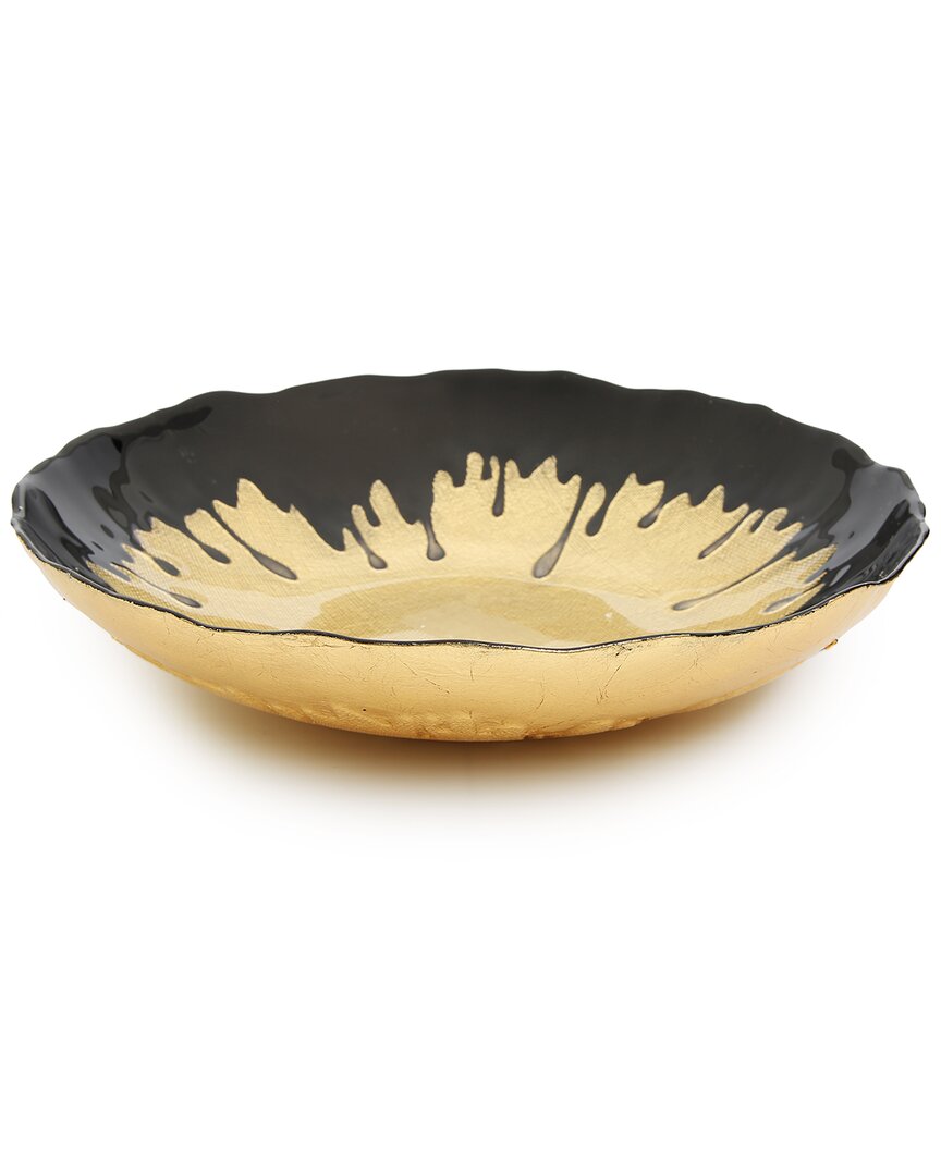 Alice Pazkus Black And Gold Dipped 11.75in Salad Bowl