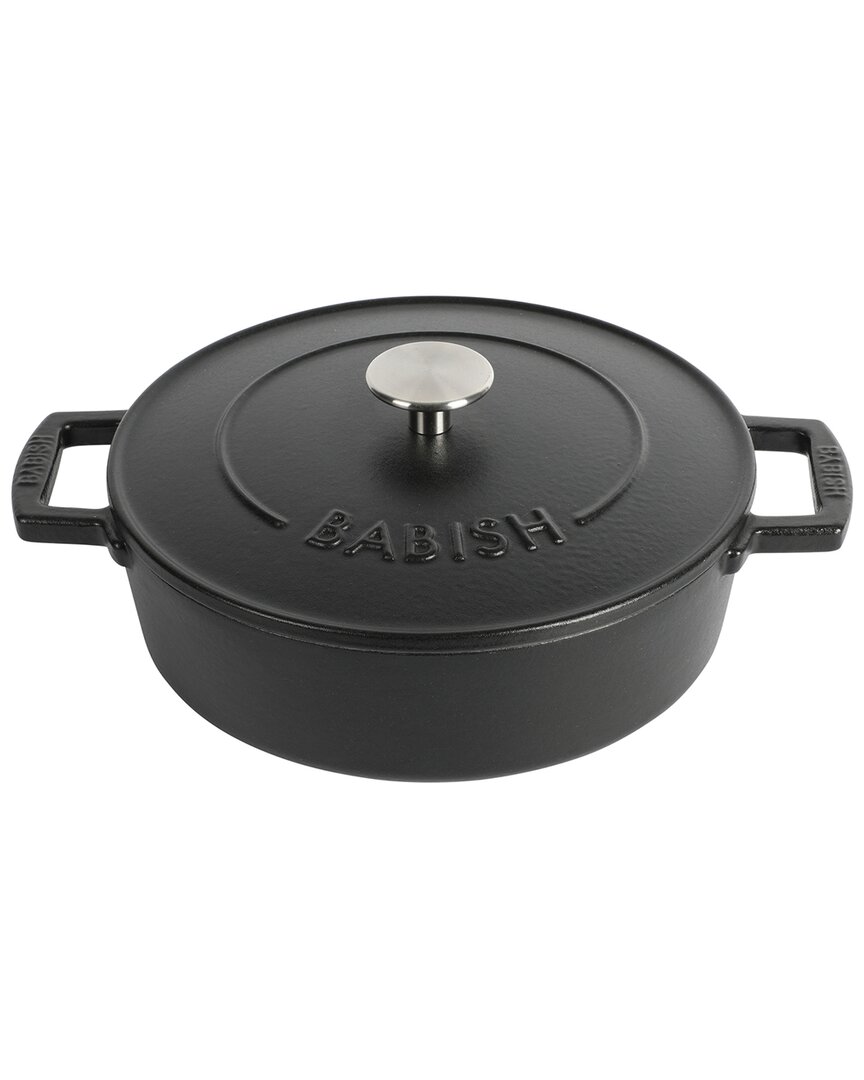 Babish 3qt Round Enameled Cast Iron Braiser Pan With Self-basting Lid In Black