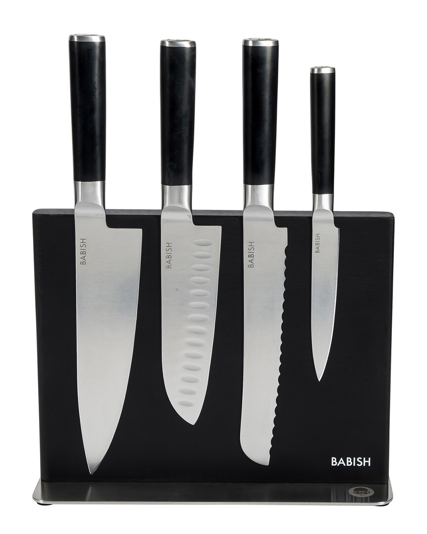 Babish 5pc Stainless Steel Cutlery Set With Magnetic Knife Block