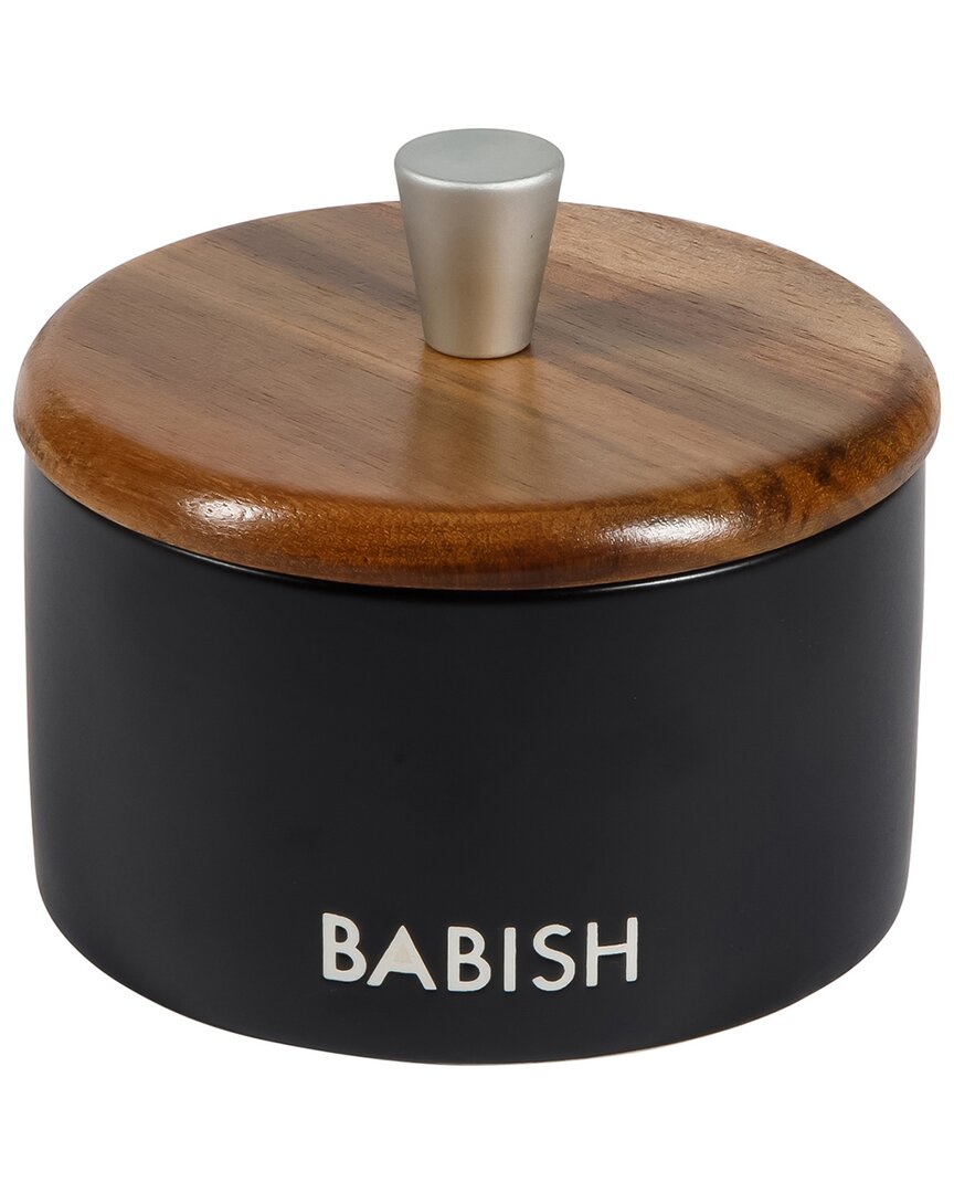 Babish 9oz Round Stoneware Salt Cellar With Acacia Wood Lid