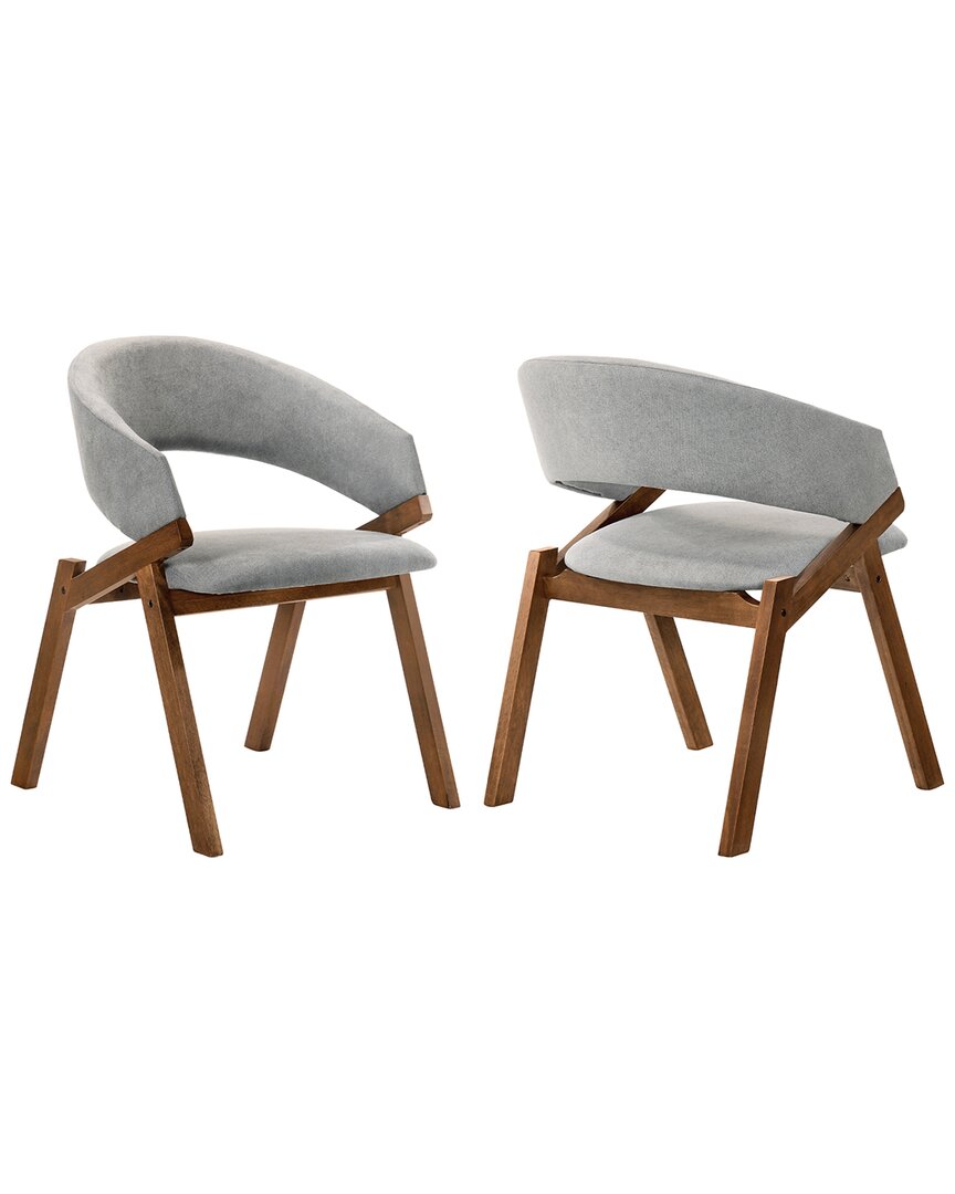 Shop Armen Living Set Of 2 Talulah Walnut Veneer Dining Chairs In Gray