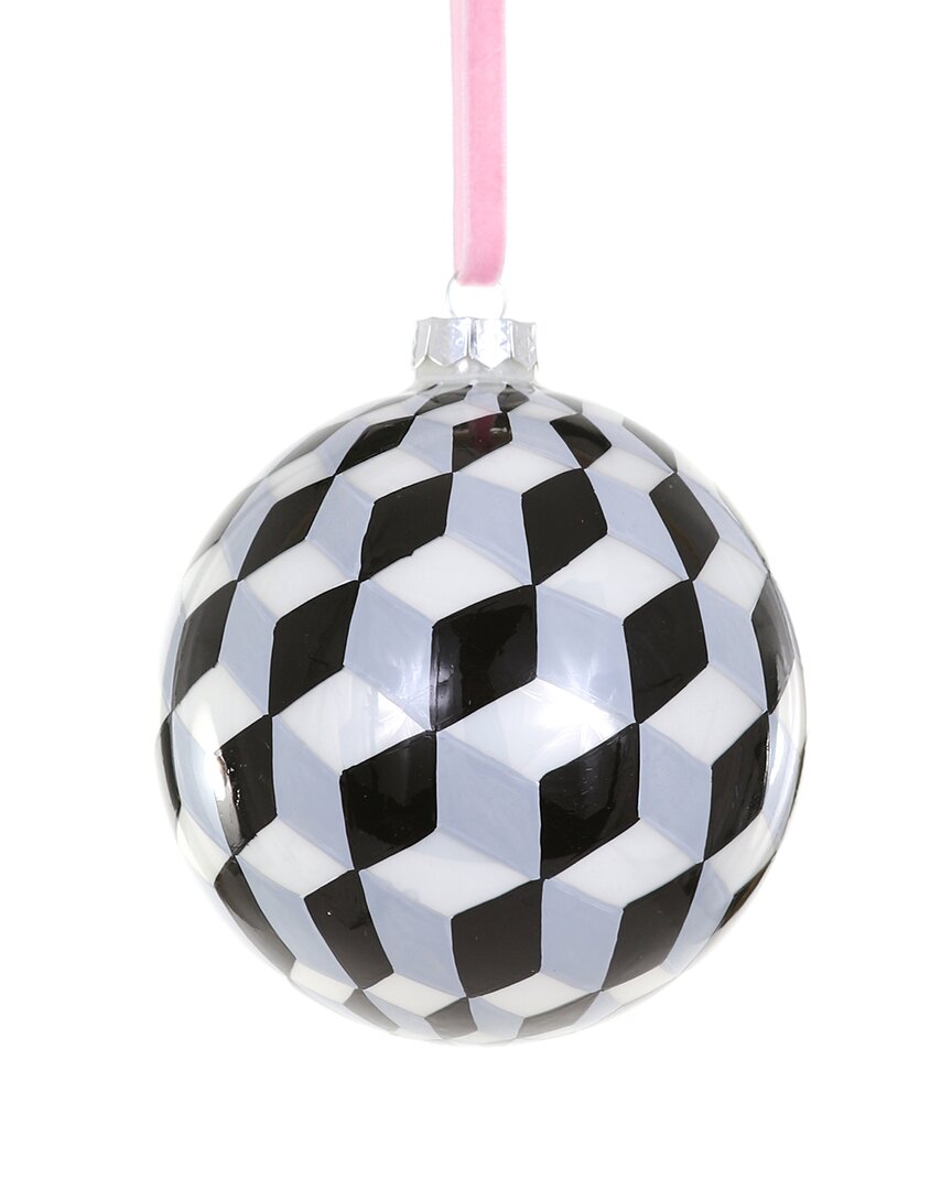 Cody Foster & Co. Tumbling Block Bauble Black Medium Ornament In Multicolor