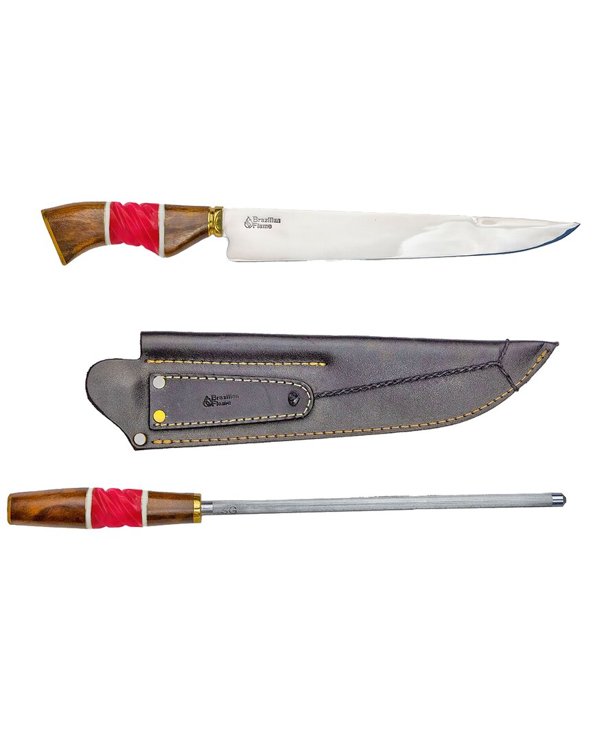 Brazilian Flame 10in Traditional Line Knife With Sharpener