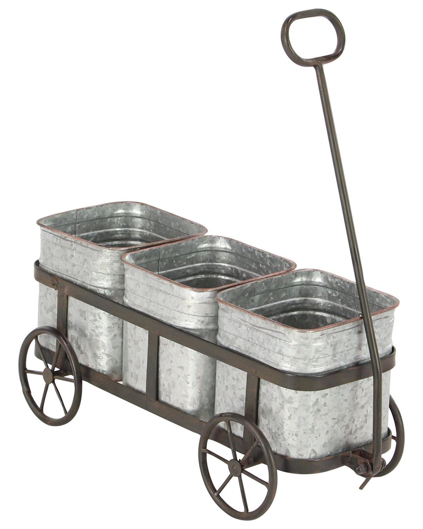 Peyton Lane Wagon Metal Planter In Silver