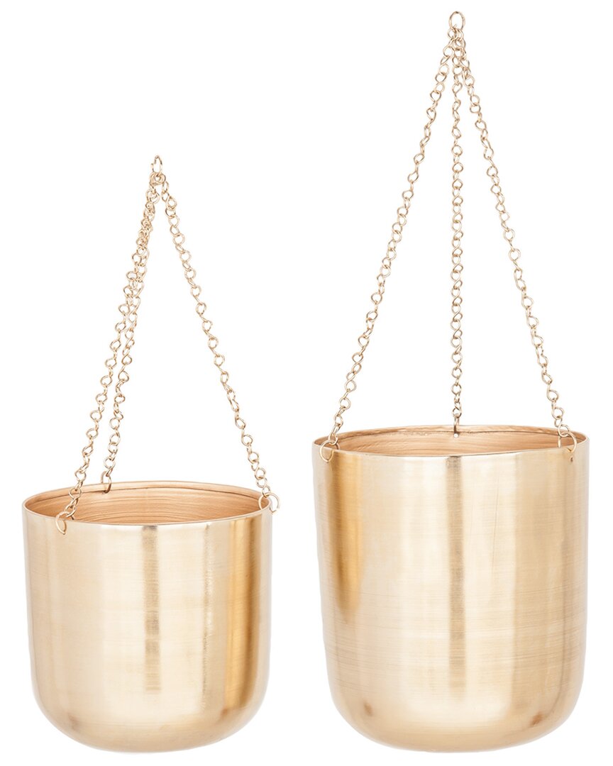 Shop Cosmoliving By Cosmopolitan Set Of 2 Hanging Dome Wall Planters In Gold