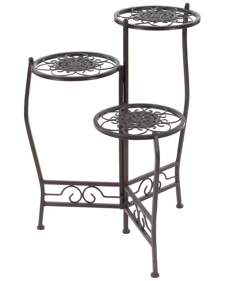 Peyton Lane 3-tier Floral Plant Stand In Brown