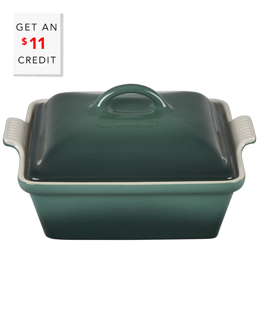 Le Creuset 2.5qt Heritage Covered Square Casserole Dish With $12 Credit In Green