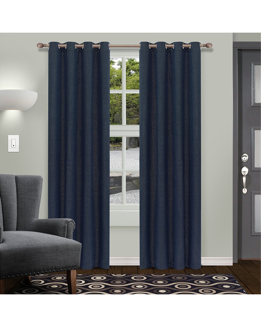Superior 52x96 Shimmer Abstract Modern Blackout 2pc Curtain Panel Set In Navy