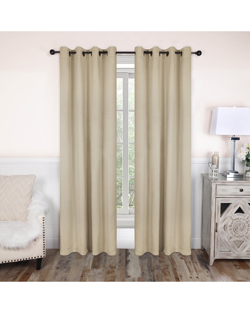 Superior Thermal Insulated Solid Blackout Curtain Panel Set With Grommet Topper In Ivory