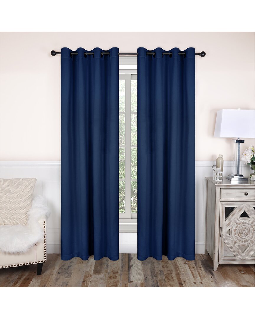 Superior 52x96 Solid Classic Modern Blackout 2pc Curtain Panel Set In Navy