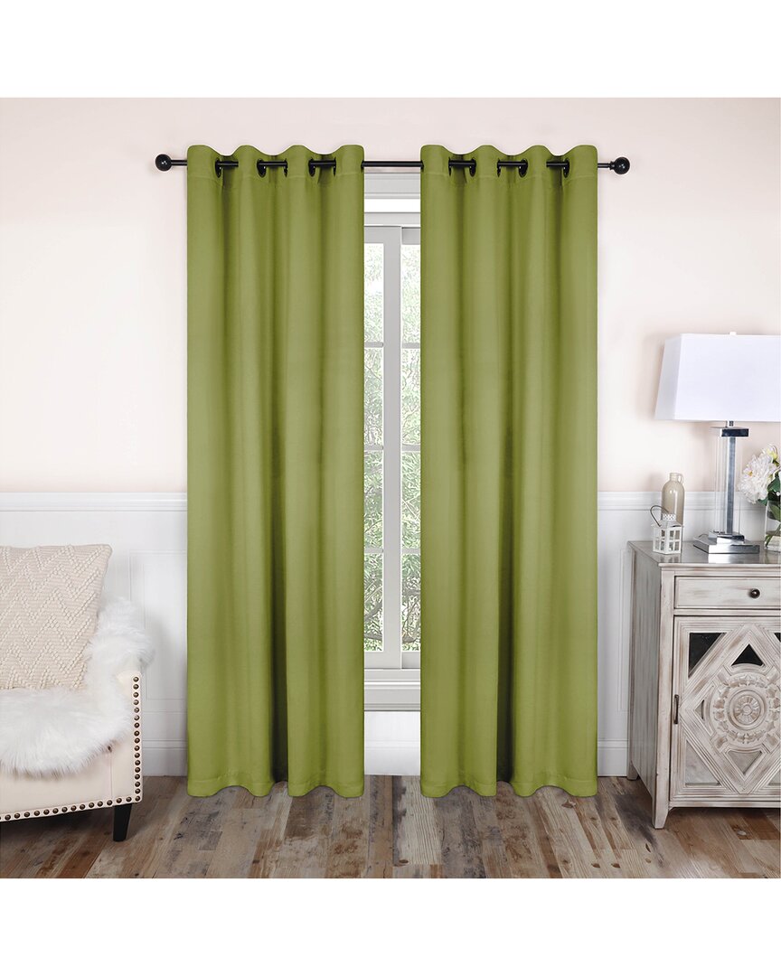 Superior 52x96 Solid Classic Modern Blackout 2pc Curtain Panel Set In Green