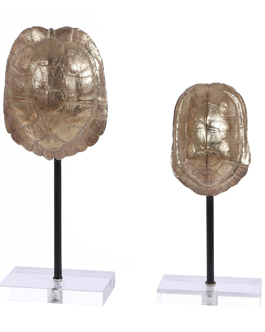 Shop Safavieh Eris Set Of 2 Decorative Turtle Shells In Gold