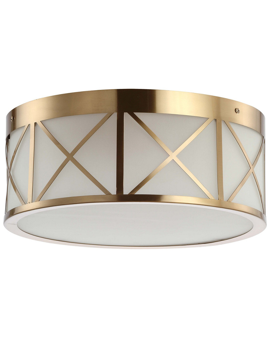 Jonathan Y Cadence 15in Drum Metal/glass Flush Mount