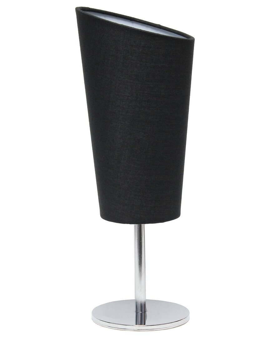 Lalia Home Laila Home Mini Chrome Table Lamp With Angled Fabric Shade In Black