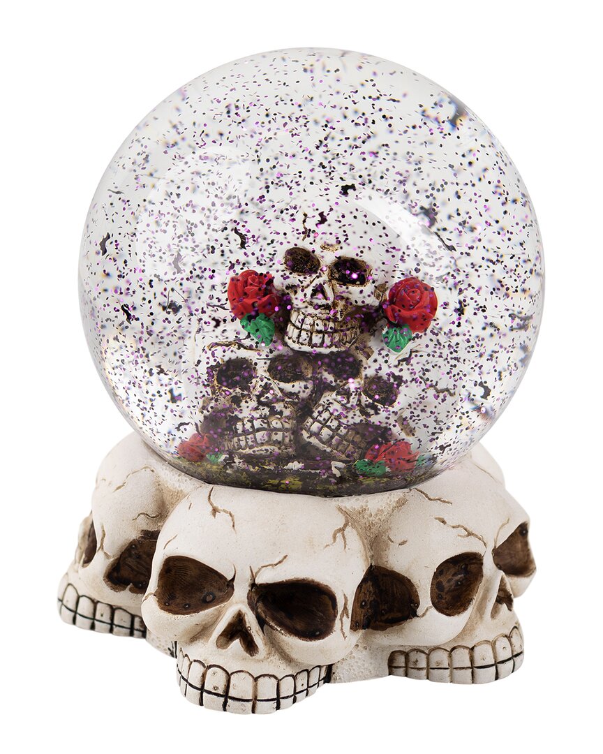 Northlight Led Lighted Skulls And Roses Halloween Snow Globe With Sound In Multi