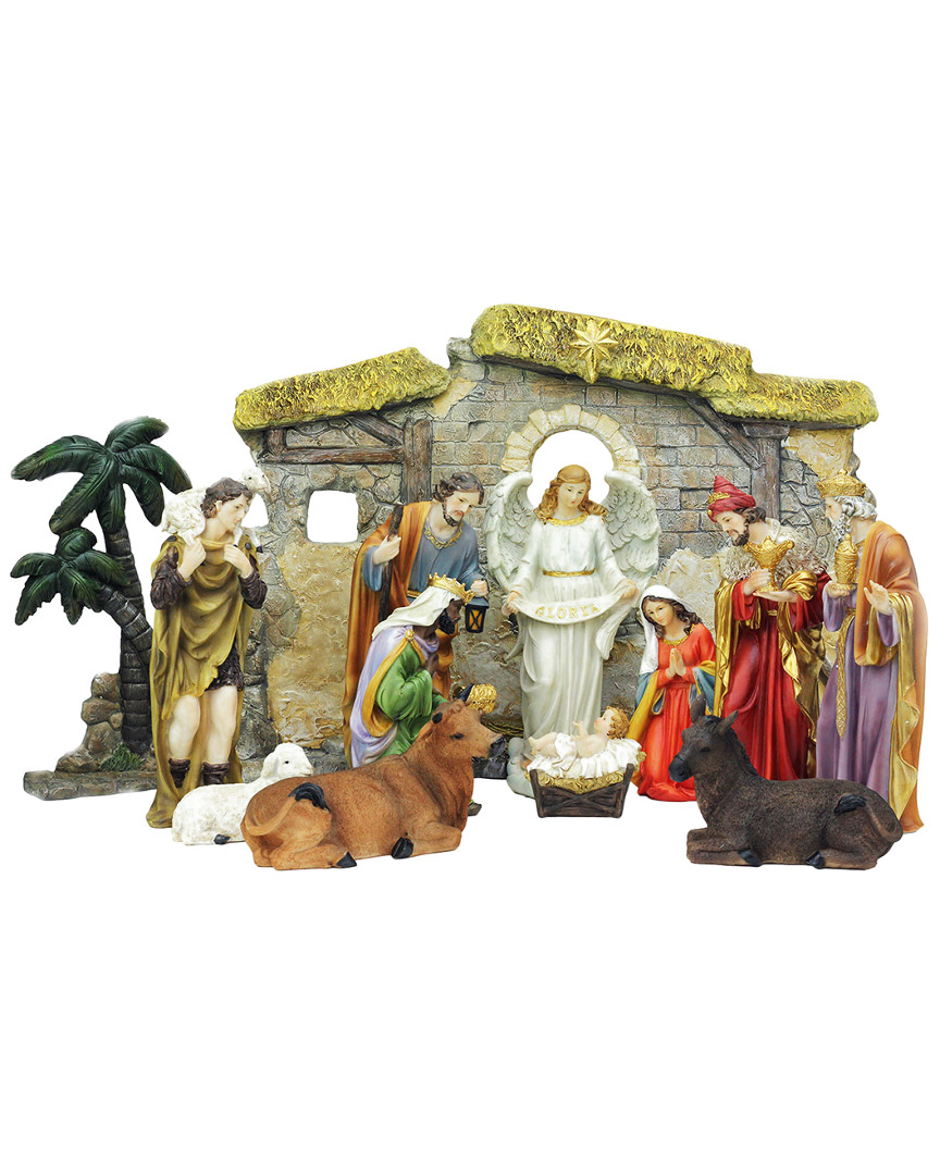 Northlight 13pc Multi-color Traditional Religious Christmas Nativity Set With Stable 23.25in