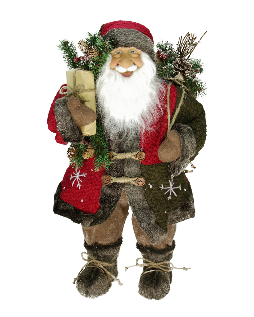 Northlight Country Rustic Standing Santa Clause Figure With Knitted Snowflake Jacket
