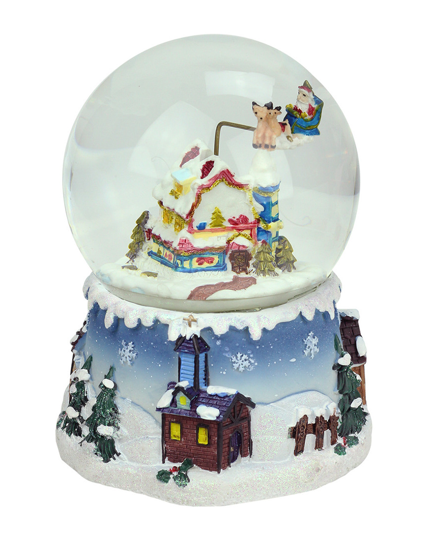 Northlight 5.5in Santa Claus On Sleigh & Snowy Village Rotating Musical Christmas Water Globe Dome