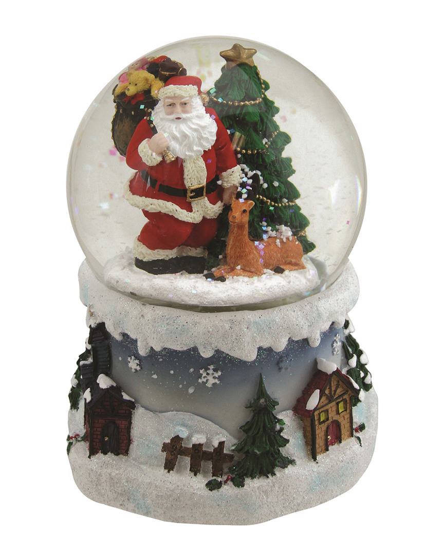Northlight 5.5in Santa Claus With Christmas Tree & Reindeer Swirling Snow Globe Glitterdome