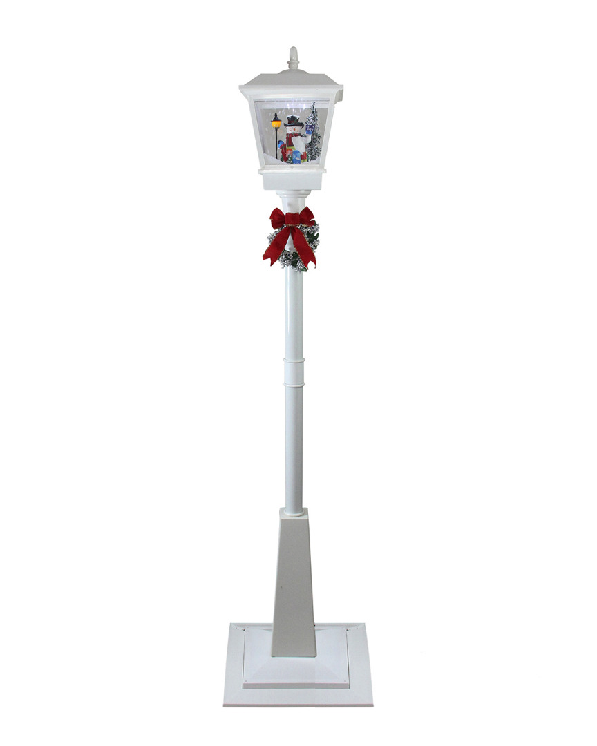 Northlight 70.75in White Lighted Musical Snowman Vertical Snowing Christmas Street Lamp