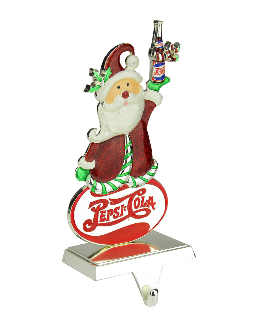 Northlight 9.75in Silver Plated Pepsi-cola Santa Claus Christmas Stocking Holder With European Cryst