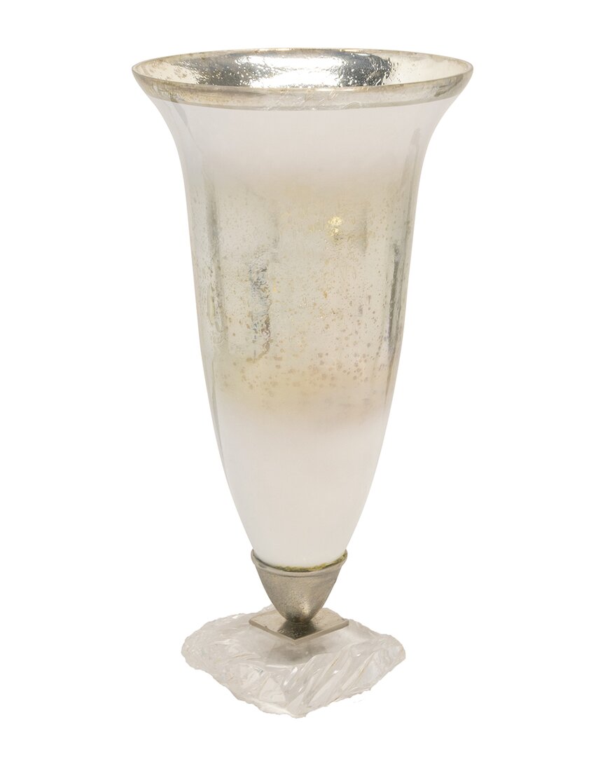 Shop Sagebrook Home Glass Vase With Acrylic Base In Silver
