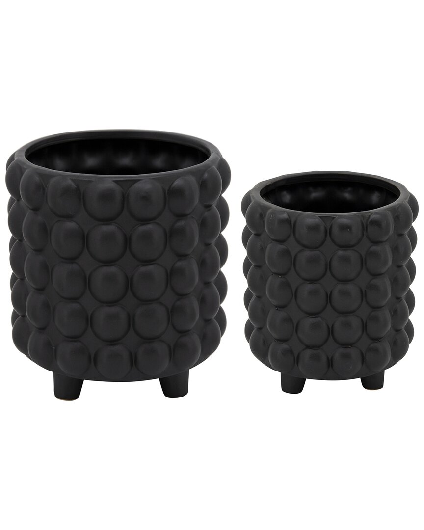 Sagebrook Home Set Of 2 6/8in Bubble Planters In Black
