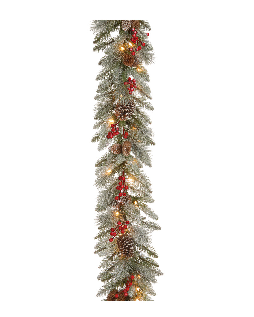 National Tree Company 12in Feel-real Snowy Bristle Berry Garland