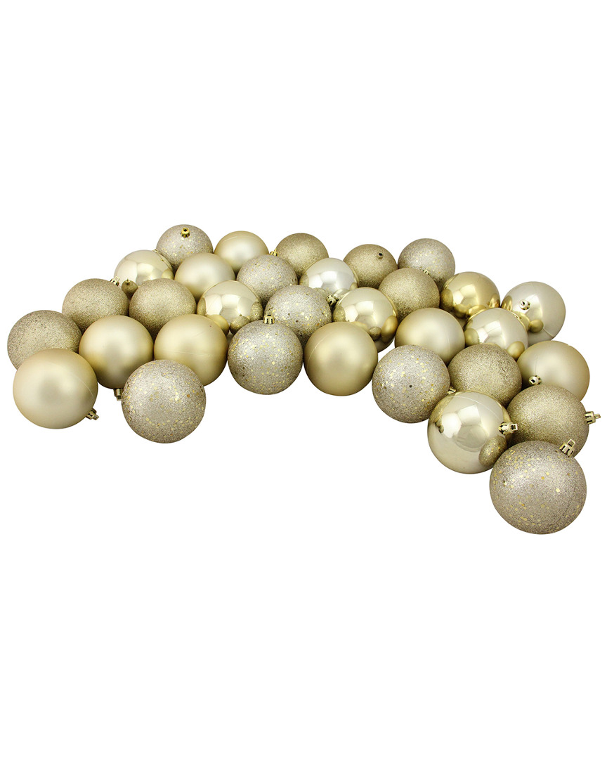 Northlight 32 Count Champagne Shatterproof 4-finish Christmas Ball Ornaments In Neutral