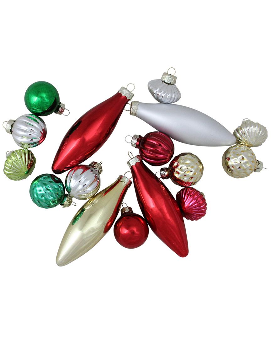 NORTHLIGHT NORTHLIGHT 16PC SET OF TRADITIONAL FINIAL BALL & ONION SHAPED CHRISTMAS ORNAMENTS