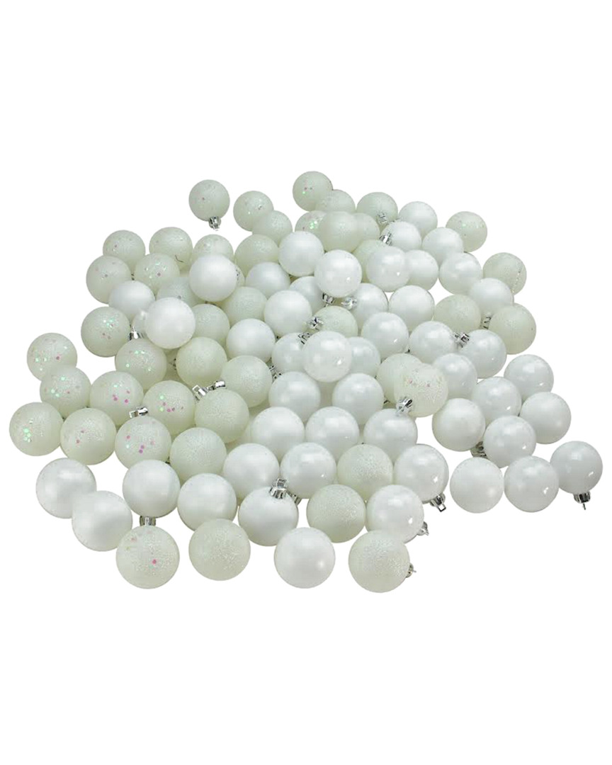 Northlight 96ct Winter White Shatterproof 4-finish Christmas Ball Ornaments