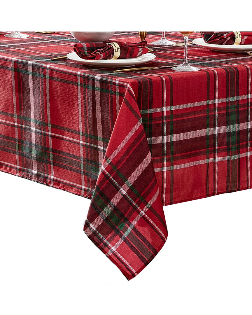 Elrene Home Fashions Pocono Plaid Holiday Fabric Tablecloth In Red