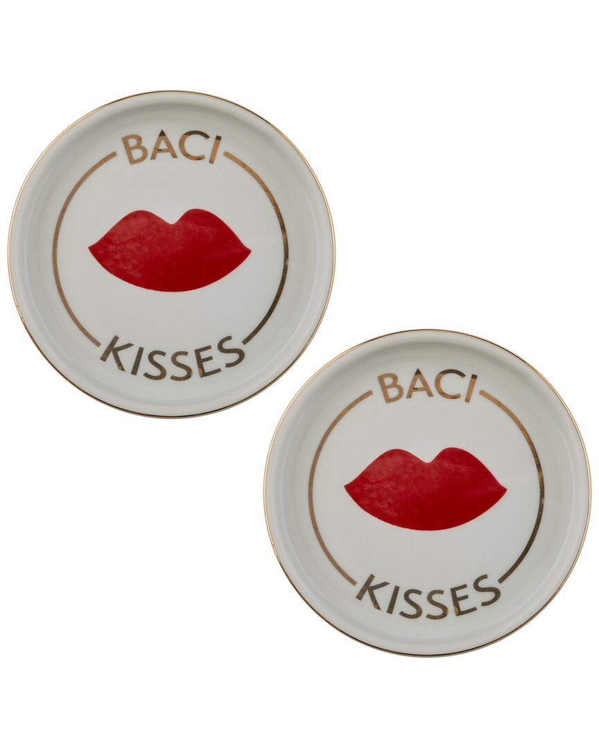 Rosanna Set Of 2 The Grand Tour Italy Wine Coasters: Kisses In Multi