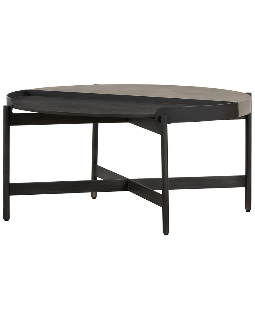 Armen Living Dua Concrete And Metal Round Modern Coffee Table In Gray